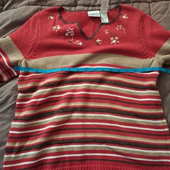 Vintage Villager Sport Liz Claiborne Sweater Women's PM Striped Granola Girl - Picture 7 of 9